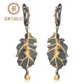 GEM'S BALLET Georgia O'keeffe 0.97Ct Natural Citrine 925 Sterling Silver Handmade Monstera Leaves Drop Earrings for Women Bijoux