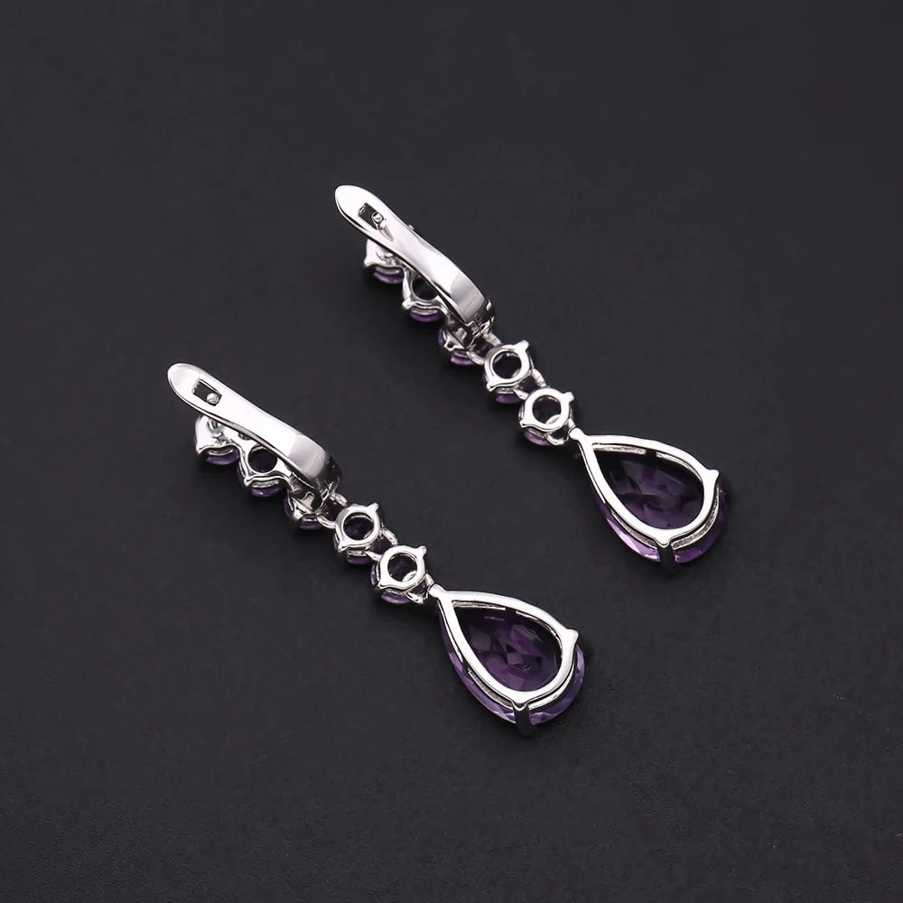 Gem's Ballet 8.91Ct Natural Amethyst Vintage Long Earrings 925 Sterling Silver Gemstone Drop Earrings For Women Fine Jewelry