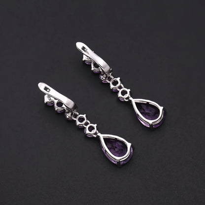 Gem's Ballet 8.91Ct Natural Amethyst Vintage Long Earrings 925 Sterling Silver Gemstone Drop Earrings For Women Fine Jewelry