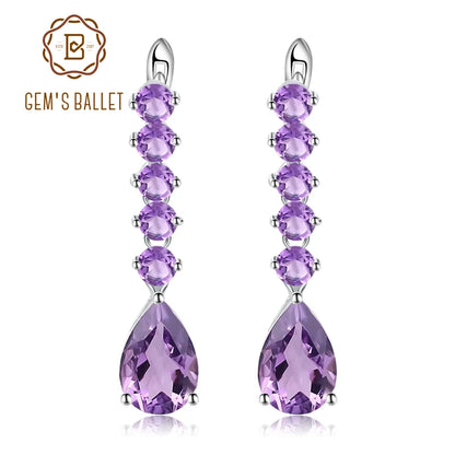 Gem's Ballet 8.91Ct Natural Amethyst Vintage Long Earrings 925 Sterling Silver Gemstone Drop Earrings For Women Fine Jewelry