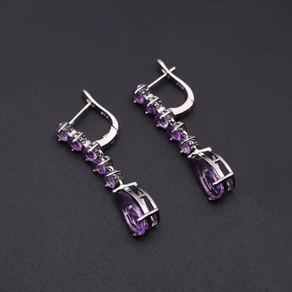 Gem's Ballet 8.91Ct Natural Amethyst Vintage Long Earrings 925 Sterling Silver Gemstone Drop Earrings For Women Fine Jewelry