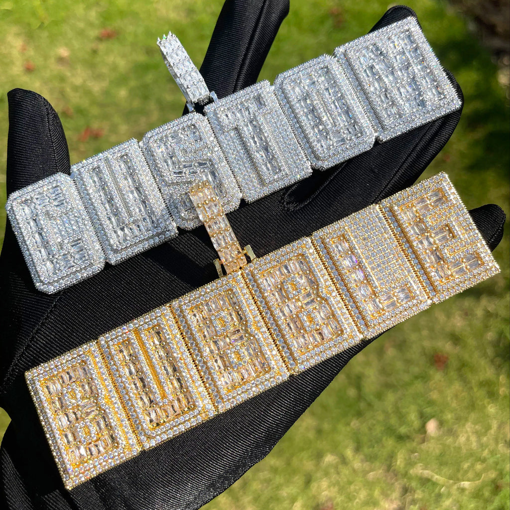 Bubble Letter Iced Out Custom Name Necklace for Men Prong Setting Personazlied Pendant Hip Hop Jewelry