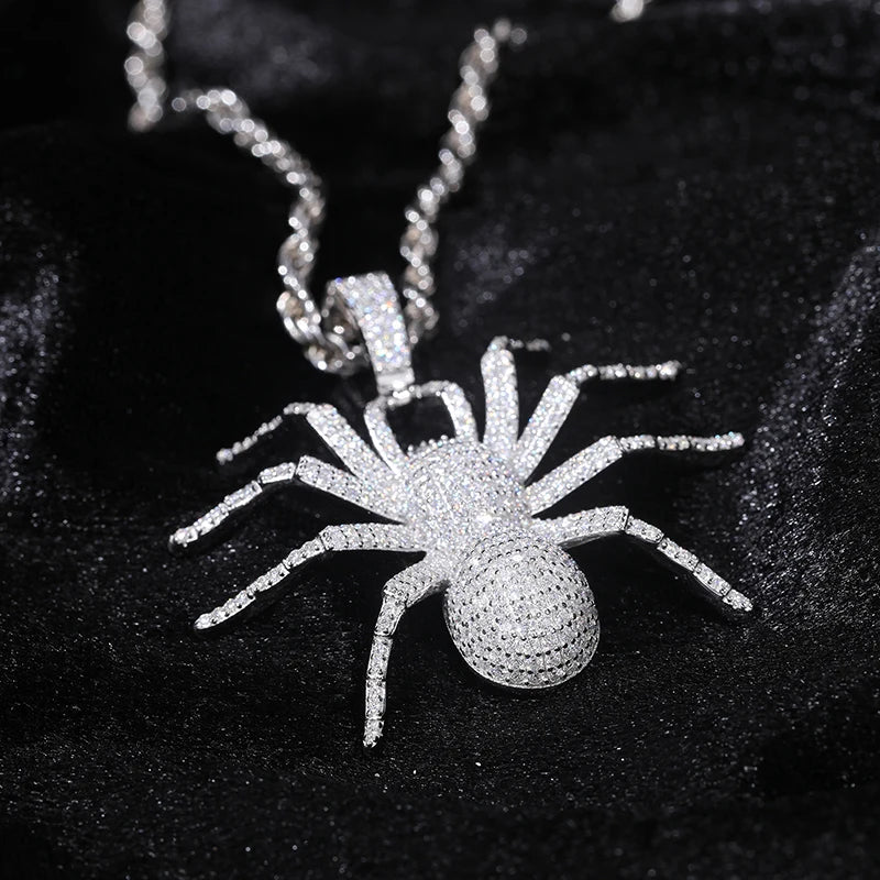TUHE Unisex Spider Pendant Moissanite 925 Pendant Iced Out Moissanite Gold Silver Color Charm Hip Hop Fine Jewelry