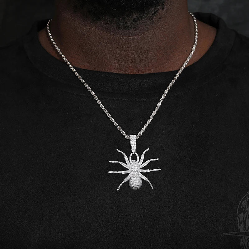 TUHE Unisex Spider Pendant Moissanite 925 Pendant Iced Out Moissanite Gold Silver Color Charm Hip Hop Fine Jewelry