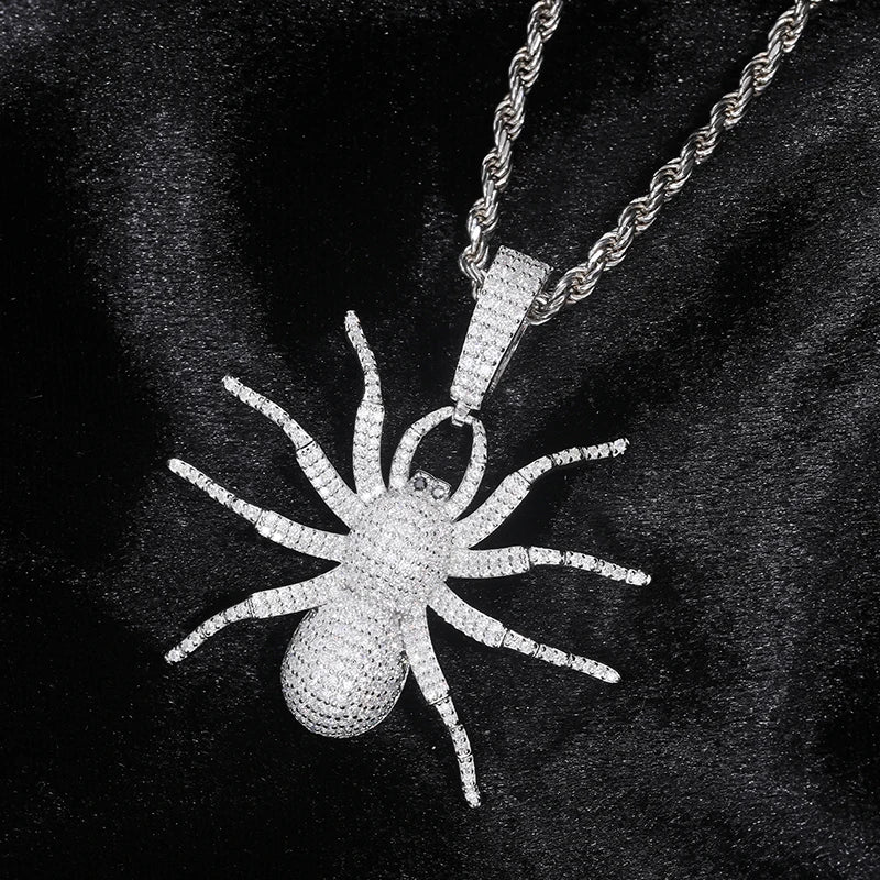 TUHE Unisex Spider Pendant Moissanite 925 Pendant Iced Out Moissanite Gold Silver Color Charm Hip Hop Fine Jewelry